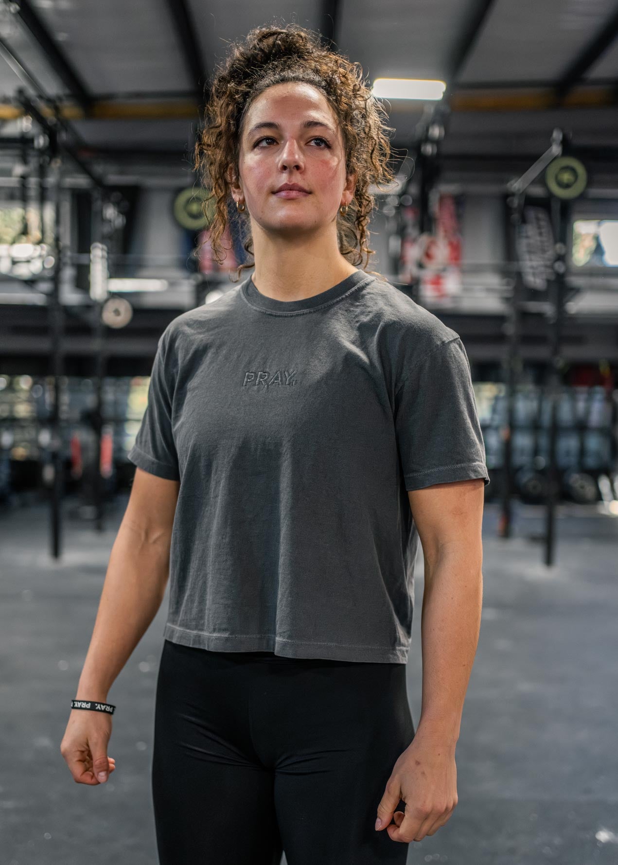Women's Embroidered PRAY. Boxy Crop Tee